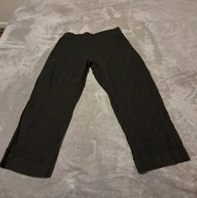 Pantalones negros recortados rectos tiro alto 100 % lino Bryn Walker Lagenlook talla S. Foto 1 de 4
