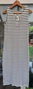 Joules  Anita White Navy Striped Midi Dress Size 12  In Excellent Condition 