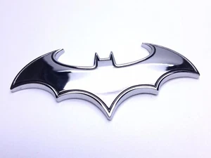 BAT 3D CAR CHROME SILVER FINISH METAL EMBLEM STICKER DECAL BADGE - Picture 1 of 14