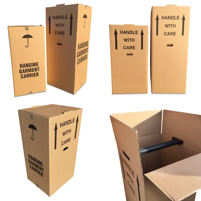 Cardboard WARDROBE BOXES Large Moving/Packing/Removal/Organiser/Extra Storage - Image 1 of 4
