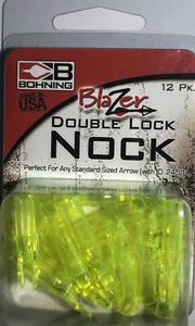 Bohning 1003lm Lime Blazer Double Lock Nock 12 PK-BRAND NEW-SHIPS SAME BUS DAY - Picture 1 of 12