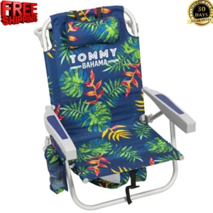 2-Pack Tommy Bahama Beach Chair Lay Flat Reclining, Adjustable, Green Leaves NEW - Picture 1 of 6
