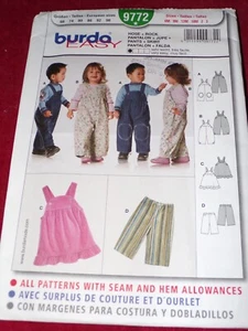 🦋 BURDA #9772 - EASY CHILDS BIB OVERALLS - JUMPER & PANTS PATTERN 6M-3YR  FF - Picture 1 of 2