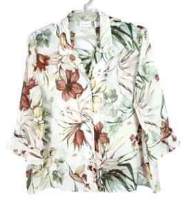 NEW ALFRED DUNNER Women's Polyester Blouse 3/4 Sleeve Floral Multicolor Size 20 - Picture 1 of 14