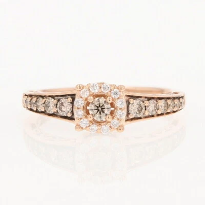 Le Vian .45ctw Light Brown Diamond w/ Halo Prong-Set Ring 14k Rose Gold Size 7 - Image 1 of 4