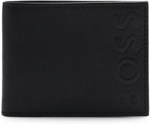 Boss Gradient Leather Wallet with Embossed Logo for Men, 50470784, Black - Picture 1 of 9