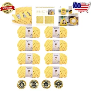 Super Soft Chenille Yarn - 2kg/4.4lb in Yellow - Perfect for Knitting Projects - Picture 1 of 9