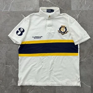 CAMISA POLO VINTAGE RALPH LAUREN CLUB DE CRICKET PARA HOMBRE ESCUDO GRANDE 3 MANGA CORTA - Imagen 1 de 10