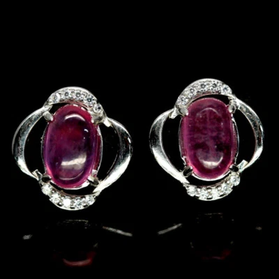 Shola Vero Naturalenaturale Rosso Rosa Rubino Orecchini Argento Sterling E331 - Immagine 1 di 3