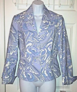 NWT $179 KENNETH COLE Blue White Blazer Jacket Coat Floral Hamptons Sz 6 New - Picture 1 of 7