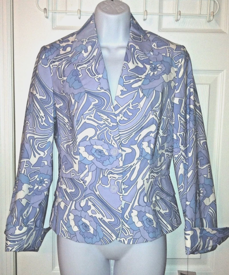 NUEVO CON ETIQUETAS $179 KENNETH COLE Azul Blanco Blazer Chaqueta Abrigo Floral Hamptons Talla 6 Nuevo Foto 1 de 4