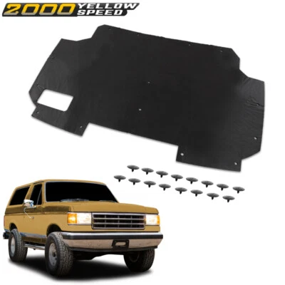 Fit For 1987-1991 Ford F-150 F250 F350 Bronco Hood Insulation Pad With Clips Foto 1 de 4