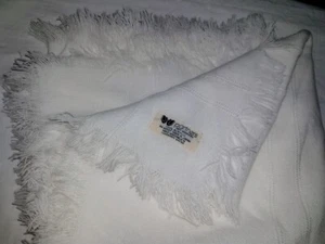 VTG Partners Mervyns Fringe Baby Blanket Acrylic 46x46" LARGE Solid White - Picture 1 of 10