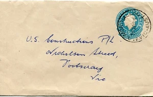 1958 Queen Elizabeth II 5d Indigo - Embossed Prepaid Buff Envelope - Bild 1 von 2