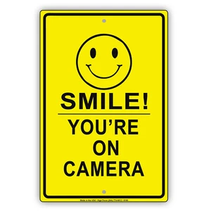 Smile You Are On Cámara Seguridad Pared Arte Decoración Novedad Aluminio Metal Letrero - Imagen 1 de 1