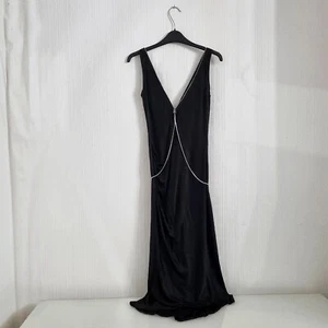 KAREN MILLEN Chain Zip Womens Maxi Dress - Black - Sleeveless - Long - UK Size 8 - Picture 1 of 5