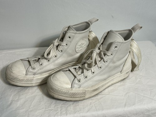 Converse All Star Platform Sneaker Donna 9 Bianco Pelle Stringate Comfort
