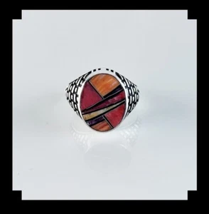 Anello uomo ostrica spinosa intarsiata misura 11 1/2 - Foto 1 di 6