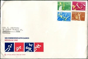 1982 Australia XII Commonwealth Games Set Of 4 Stamps WCS Addressed FDC, GC - Bild 1 von 1