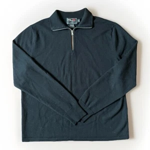 Maglione RLX Ralph Lauren uomo 1/4 zip XL nero maglione golf 100% lana PGA - Foto 1 di 5