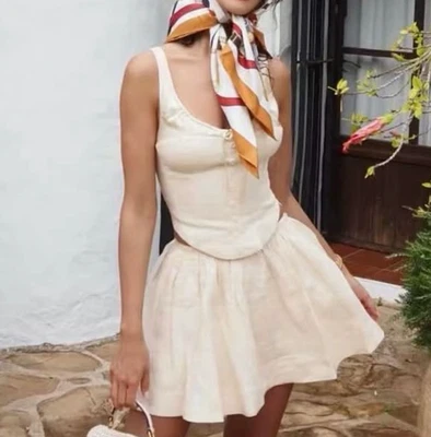 Minifalda completa de lino Reformation Evy nueva con etiquetas solo 2 Foto 1 de 4