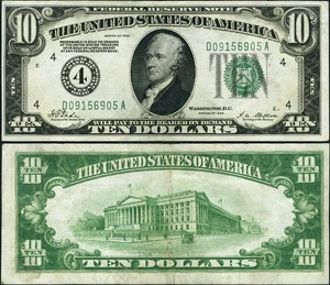 FR. 1990E $10 1928 Federal Reserve Note Cleveland D-A Block AU - Picture 1 of 3