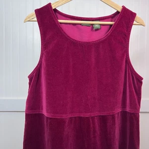L.L. Bean Vintage Y2K Women's Berry Velvet Sleeveless Jumper Maxi Dress 10 - Picture 1 of 9