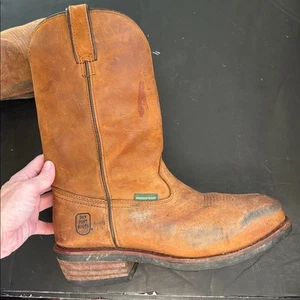 Dan Post Albuquerque Steel Toe Brown Leather Distressed 9.5D Western Work Boots - Picture 1 of 10