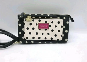 Betsey Johnson Crossbody Shoulder Bag Black Cream Polka Dot - Picture 1 of 9
