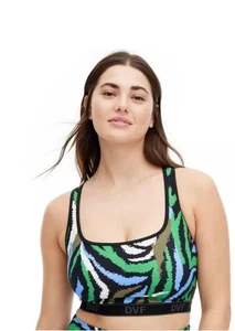 NWT DVF X Target Diane Von Furstenberg Sports Bra Green Disco Zebra Size XL - Picture 1 of 3