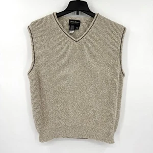 Vtg 90s Eddie Bauer Pullover Sweater Vest Beige Chunky Knit USA Made Mens Large - Picture 1 of 6