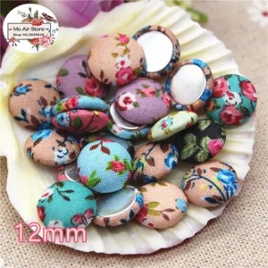Flower Fabric Covered Round Buttons Mix Color Flatback Cabonchon Home Decoration - Picture 1 of 1
