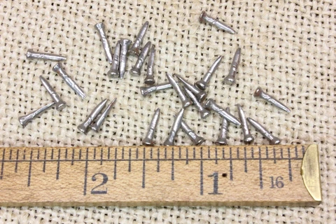 Old 3/8” Iron Square Nails 25 Shoe Tacks Vintage Rubber Sole Wire Clinching 1903 Cover