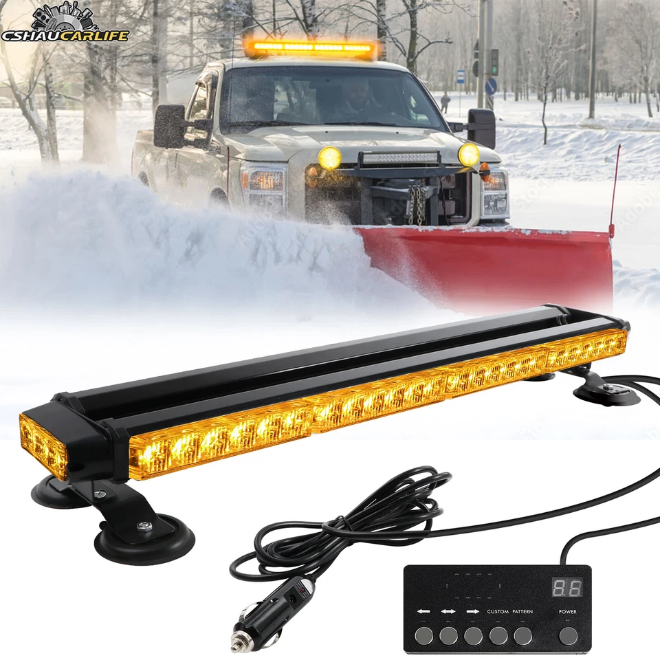 LED Strobe Light Bar Amber White Emergency Warning Rooftop Traffic Advisor 26.5" - Image 1 of 4