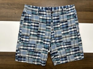 Bass Mens 38 Blue Plaid 100% Cotton Flannel Shorts Outdoor Sports Hiking - Picture 1 of 7