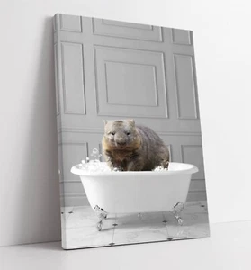 WOMBAT EN PANEL DE BAÑO PARED - LONA IMPRESIÓN DE PARED ARTE OBRAS DE ARTE ENMARCADO ANIMAL BAÑO - Imagen 1 de 2