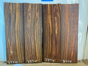 4 figured Cocobolo rosewood guitar headplate 4.7 x 16. x 0.120-0.150 sawn veneer - Picture 1 of 2