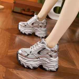 Women's 2025 Fashion Mesh Lace Up Casual Platform Sneakers Training Shoes  - Picture 1 of 8