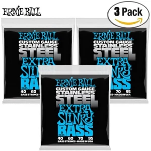 3-PACK Ernie Ball 2845 Extra Slinky Stainless Steel Electric Bass Strings 40-95 - Picture 1 of 1