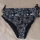 CAT Bikini Bottoms Black and White Lace up Tie LARGE But 10 - 12