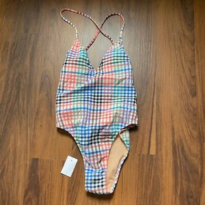 J. Crew mehrfarbig karierter Einteiler Badeanzug neu mit Etikett (XS) - Bild 1 von 10
