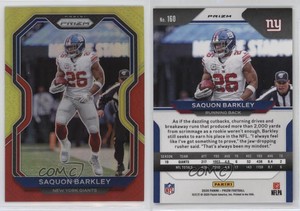 2020 Panini Prizm Red and Yellow Prizm /49 Saquon Barkley #160