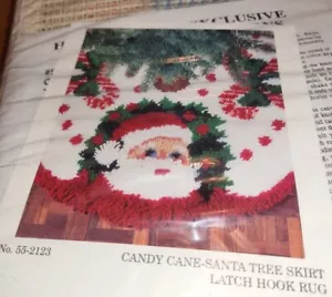 Herrschners Candy Cane Albero di Babbo Natale Gonna Chiusura Gancio Tappeto Kit 34" - Foto 1 di 4