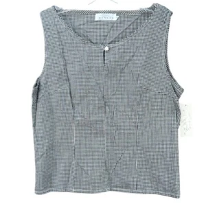 Vtg Willow Blouse Womens Black & White Gingham Sleeveless Preppy Stretch Size M - Picture 1 of 10