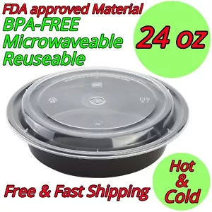 24 Unzen Runde Lebensmittel Aufbewahrung Mahlzeit Zubereitung Behälter BPA-FREI Mikrowellengeeignet Mittagessen Salat - Bild 1 von 3