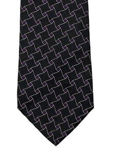 Ralph Lauren Purple Label Silk Tie Black Basketweave Star Handmade England - Picture 1 of 12