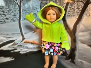 Grün 3-teiliges 18" Puppenkleidung Outfit passt American Girl Puppen Hoodie Rock Fäustling - Bild 1 von 3