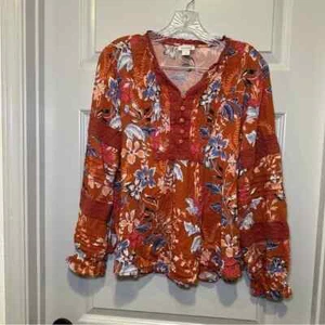 Camicia Sundance arancione boho stampa floreale collo a V taglia media - Foto 1 di 8