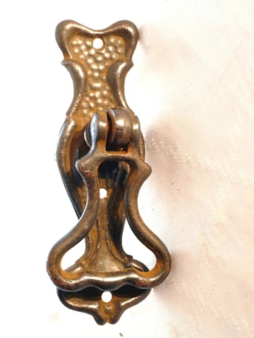 Antique Art Nouveau Cast Iron Swing Drop Door Handle +Backplate Reclaimed Cover