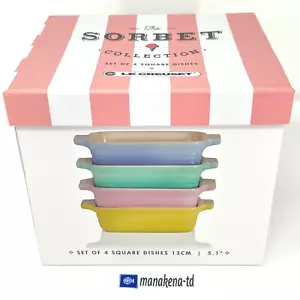 Le Creuset Square Dishes 13cm Sorbet Set of 4 Stoneware Multicolor Box Japan NEW - Picture 1 of 12